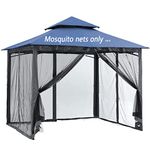 10x10 Gazebo Replacement Mosquito Netting, 4-Panel Sidewall Screen with Zipper Universal Black (10'x10')