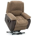 More4Homes POSTANA JUMBO CORD FABRIC RISE RECLINER ARMCHAIR ELECTRIC LIFT RISER CHAIR (Brown)