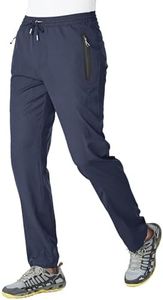 JHMORP Men's Stretch Athletic Workout Pants Sweatpants Lightweight Quick Dry Outdoor Hiking Track Casual Pants with Zipper Pockets (Navy,CA M)