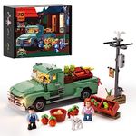 Funwhole Farm-Truck Lighting Building-Bricks Set - Retro Farm Truck LED Light Construction Building Model Set 493 Pcs for Adults and Teen