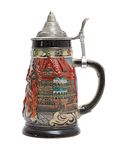 HAUCOZE Beer Stein Mug German Oktoberfest Drinking Stanley Viking Tankard with Petwer Lid for Birthday Gifts Men Father Husband 0.9 Liter