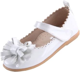 EIGHT KM Zapatos de Vestir para niñas pequeñas Mary Jane Princesa Boda Bailarinas Zapatos EKM7063 Lazo de Charol Beige Tamaño de la UE 23