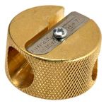 Mobius & Ruppert Solid Brass Pencil Sharpener Circular Round Double Heavy Duty Sharpener 5112 (Dual Size Barrel)