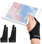 BlueSwan 2-Pack Drawing Glove, Palm Rejection Artist Gloves for Graphics Tablet, Paper Sketching, Pad Monitor, High-Elastic Breathable Fabric, Two Finger Universal for Left and Right Hand, M