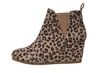 Dunes Women's Zoey Wedge Bootie +Wide Width Available, Leopard, 7 UK