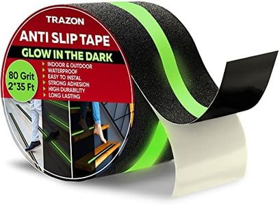 Grip Tape - Heavy Duty Anti Slip Tape for Stairs Outdoor/Indoor Waterproof Safety Non Skid Roll for Stair Steps Traction Tread Staircase Grips (2 Inch x 35 Feet, Black with Glow in The Dark Strips)