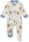 Burt's Bees Baby Baby Boys Pajamas, Sleep and Play Loose Fit, 100% Organic Cotton, Soft One-piece PJs, Diagonal Zip Up Jumpsuit Newborn Essentials with Interior Zipper Guard in sizes NB to 6-9 Months