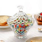 21.5oz Large Glass Candy Dish with Lid Clear Decorative Candy Jar Crystal Candy Bowl for Home Kitchen Office Table