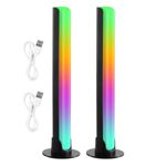 Litinliv 2 pcs RGB Rhythm Light Bar, 21cm LED Light Music Sync USB Plug-in, 10 Color Modes and 8 Dynamic Modes, Ambient Lighting for TV and Gaming Without APP