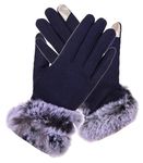 Alexvyan Women Wrist Winter Soft and warm Covered Finger Fur Gloves/Mittens (Warm, Windproof, Wool) (With Mobile Screen Touch) (Blue)