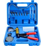 DASBET 2 in 1 Brake Bleeder Kit with Hand Held Vacuum Pump Tester 16PCS Brake Clutch Bleeder Tool with Adapters One-Man Brake and Clutch Bleeding System for Automotive (Blue)