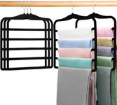 Closet Organizers and Storage,5 Pack Pants Hangers Space Saving,Velvet Hangers, Dorm Room Essentials for College Students Girls Boys Guys,Non Slip Organization and Storage Scarf Jeans Hangers