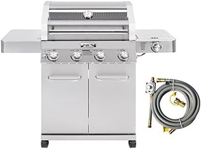 Monument Grills Larger Convertible 4-Burner Natural Gas Grill Stainless Steel Cabinet Style Propane Grills with Conversion Kit(2 Items)