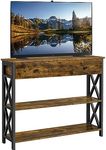 Yaheetech TV Stand for TV up to 45 inch, Entertainment Center with Drawer, Media Console Table with Storage Shelves, for Living Room, Metal Frame, Rustic Brown