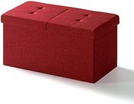 Otto & Ben 30" Storage Ottoman with Smart Lift Top, Upholstered Tufted Bench, Foot Rest, Ruby Red