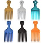 6 Pack Hair Picks for Curly Hair, 6.3 Inch Plastic Afro Pick for Women Men Hair Styling, Wide Tooth Afro Comb for Hairdressing (6 Colors)