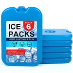 LotFancy Ice Packs for Cooler and Lunch Box, Set of 6, Reusable Freezer Packs, Long Lasting, Hard Blue Ice Blocks, Refreezable Slim Cool Packs for Food, Drinks, Milk