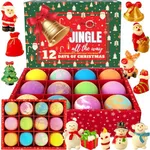 Christmas Bath Bombs for Kids with Surprise Toys Inside - Kids Advent Calendar Bathbombs - 12 Pack Organic Bath Bombs Gift Set, Moisturizing Bubble Bath Fizzies, Gifts for Kids, Boys, Girls, Toddler