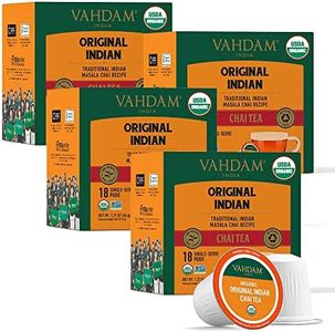 VAHDAM, Organic Original Masala Chai Tea K Cup (72 Pods) Caffeinated Rich Black Tea Pods | Keurig Compatible | BPA Free, Recyclable Pods | Single Serve Spiced Masala Chai Tea Pods box