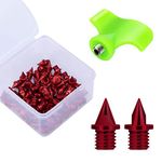 Lejof Carbon Steel Track Spikes, 50 Pcs 1/4 Inch Lighter Weight Spikes for Track, 0.47 Grams Spikes with Spike Wrench, Replacement Spikes for Track and Field Sprinting or Cross Country