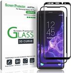 Galaxy S9 Plus Screen Protector Glass, amFilm Full Cover (3D Curved) Tempered Glass Screen Protector with Dot Matrix for Samsung Galaxy S9+ (Black)