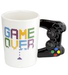 Puckator Game Over Game Controller Ceramic Shaped Handle Tea Coffee Mug - Funny Home Accessories Cute Gifts for Girlfriend Large Mugs for Men Women Hot Drinks Cups Presents Secret Santa Gift Cup Set