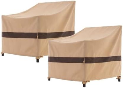 WJ-X3 Patio Chair Cover, Outdoor Lounge Cover, Heavy Duty, Waterproof Lawn Chair Covers, 36W x 40D x 36H, Beige/Coffee, 2-Pack