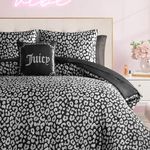 Juicy Couture Modern Black Leopard Satin Queen Comforter Set - Luxury Bed in a Bag – Soft & Stylish 8-Piece Bedding Collection