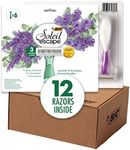 BIC Soleil Escape Women's Disposable 3 Blade Razors, Lavender & Eucalyptus Scented Handles, Perfect for Bikini Line and Pubic Hair, 12-Pack