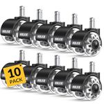 HOLKIE Office Chair Wheels 11x22mm Universal Fit 2 Inch 10 Pack Castors Replacement, Grey Dual Rubber Smooth & Silent Chair Casters Wheels-Set of 5 For Hardwood Carpet Floors Computer Gaming