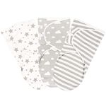 FUNUPUP Baby Swaddle Blanket 3-6 Months 100% Cotton Baby Swaddle Wrap for Newborn, 3 Pack Adjustable Baby Swaddle Suit for Boys Girls,Grey