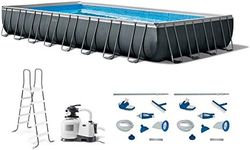 Intex 32ft x 16ft x 52in Rectangular Ultra XTR Above Ground Pool Set with Cleaning and Maintenance Kit (2 Pack)