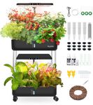 DRYADES 44 Pods Hydroponics Growing System, Dual Layers Indoor Garden with LED Full Spectrum Grow Light, 2 × 13.3L Water Tanks, Height & Angle Adjustable, Professional Smart Plant Germination Kits