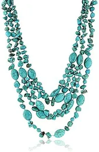 Gem Stone King 20 Inch Stunning 3 Strands Green Simulated Turquoise Necklace with Toggle Clasp