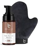 Self Tanner Tanning Mousse Kit - USA Made with Natural & Organic Ingredients, Self Tanner Mousse and Tanning Mitt Glove, Self Tan Kit, Fake Tan Tanning Foam, Medium to Dark Sunless Tanner Autobronzant