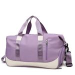 Furn Aspire Gym Bag for Women and Men Durable Training Fitness Travel Duffel Handbag with Shoes Compartment and Wet Pocket Lightweight Gymbag (D). Purple