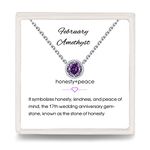 Presentski Amethyst Birthstone Necklace February Solitaire Pendant Necklace for Women Girls