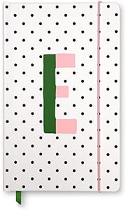 Kate Spade New York Take Note Large Polka Dot Leatherette Initial Notebook, Bound Journal Includes 168 Lined Pages and Bookmark, E (Pink)