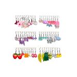 GIFIKOI 30 Pairs Weird Cute Funny Earrings Gummy Bear Duck Mushroom Fruit Flowers Drop Dangle Earrings for Women Girls Aesthetic Earrings Food Animal Earrings Bulk