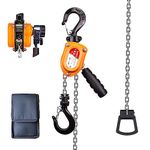 TOYO-INTL Mini Manual Lever Block 1/2 Ton 1100lbs, Come Along Manual Chain Hoist, 1.5M 5FT Steel G80 Puller Hoist, with Hook for Building