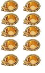 SATVIK 10 Pc Lakshmi Deepak for Diwali Decoration. Handmade Oil Lamp Golden Engraved Made of Virgin Brass Metal Vilakku for Puja Pooja. Traditional Indian Deepawali Housewarming Return Gift Items