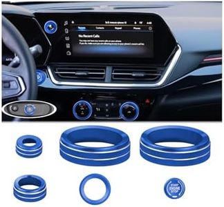 Tyifxom 6PCS Knob Covers for 2024-2026 Chevy Trax/Trailblazer for Buick Envista/Encore GX. Fits AC, Volume, Start & Headlight. Aluminum Trim. (NOT for Avenir, LS, 1RS) (Blue)