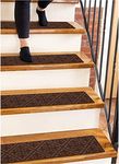 Carpet Stair Treads Non-Slip Brown Embossed – 8”x30” (15-Pack) Runners for Wooden Steps