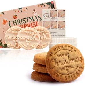 3 Pack Personalized Christmas Cookie Stamp with Cutter, Custom Merry Christmas Cookies with Your Family's Last Name, Handcrafted Gift for Baking, Holiday Decorating, Bakers,Grandma