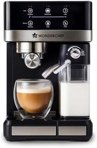 Wonderchef Regalia Automatic Coffee Maker, 20-bar with Auto-Frother, Make Espressos, Cappuccinos & Lattes at Home, With Milk Container & Steamer, Metal Porta Filter, Auto-clean, 2-Yr Warranty