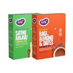 Early Foods - Pack of 2 : Sprouted Ragi Almond Date & Sathu Maavu Porridge Mixes |Kids food |Toddler food |Cereals for Kids |Ragi malt | Munch Cereal | Gluten Free Porridges 200 gms x 2