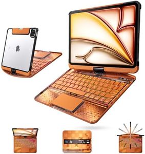 Tiaota Clear Wireless Keyboard Case for iPad Air 13 Inch (M4/M3/M2, 2026/2025/2024)/ iPad Pro 12.9" (6th/5th/4th/3rd Gen), 7-Color Backlit, Pencil Holder & Multi-Touch Trackpad, 360 Rotatable,Orange