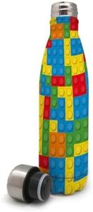 Nerthus FIH 459 Termo Doble Pared para Fríos y Calientes Diseño Bloques Multicolor de Acero Inoxidable 500 ml Libre de BPA, 18/8