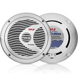 Pyle PLMR60S 150 Watts 6.5-Inch 2 Way White Marine Speakers - Silver Color - Set of 2