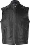 Skintan Mens Real Genuine Leather Cowhide Motorcycle Biker Gilet Full Grain Ranger Waistcoat Cut Off Vest Classic Custom Cruiser Motorbike Jacket in Black Jax Size S 38 Small